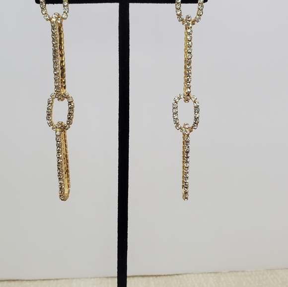 Express Interlocking Rhinestone Earrings - Picture 2 of 5